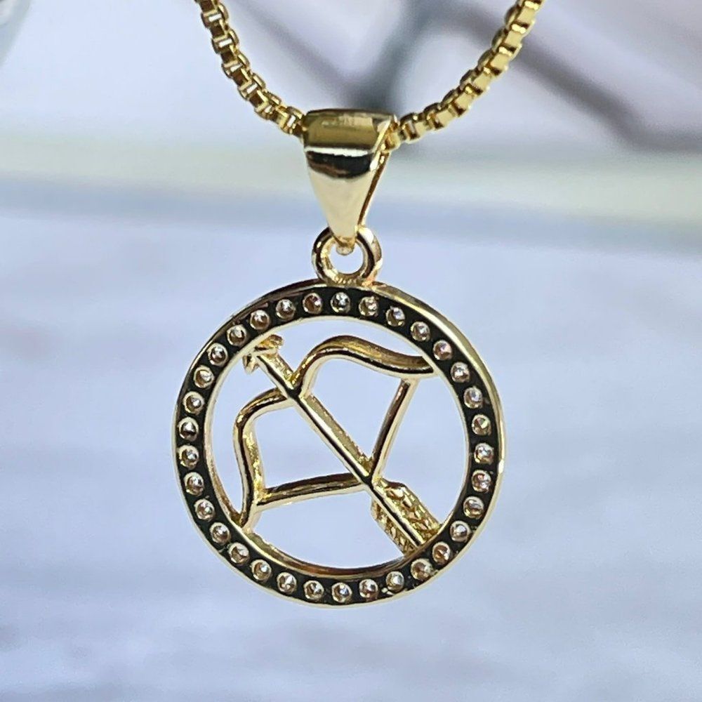 Gold Plated SAGITARIO Sing‎ Zodiac Horoscope Pendant Necklace NWOT - Picture 6 of 6